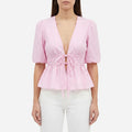 Nautique™ -  Striped Peplum Tie-Front Blouse -  Warm Weather Styling