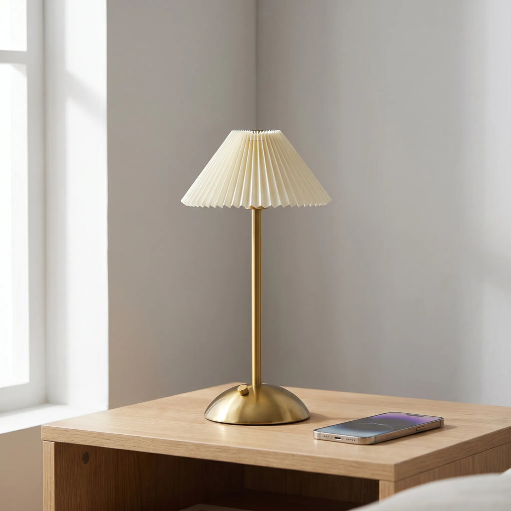 Norya™ -  Pleated Cordless Table Lamp -  Bedside Reading