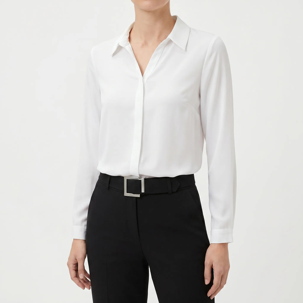 Novaline™ -  Long Sleeve Collared Blouse -  Office Wear