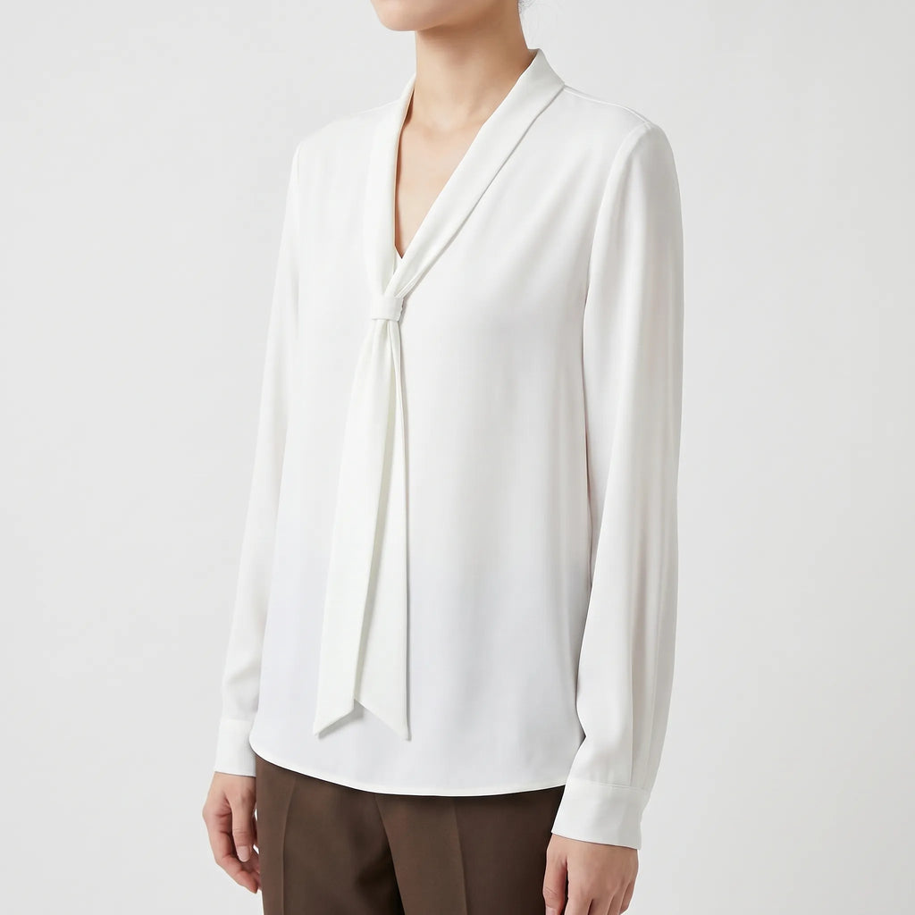 Novara™ -  Long Sleeve Tie Neck Blouse -  Office Wear