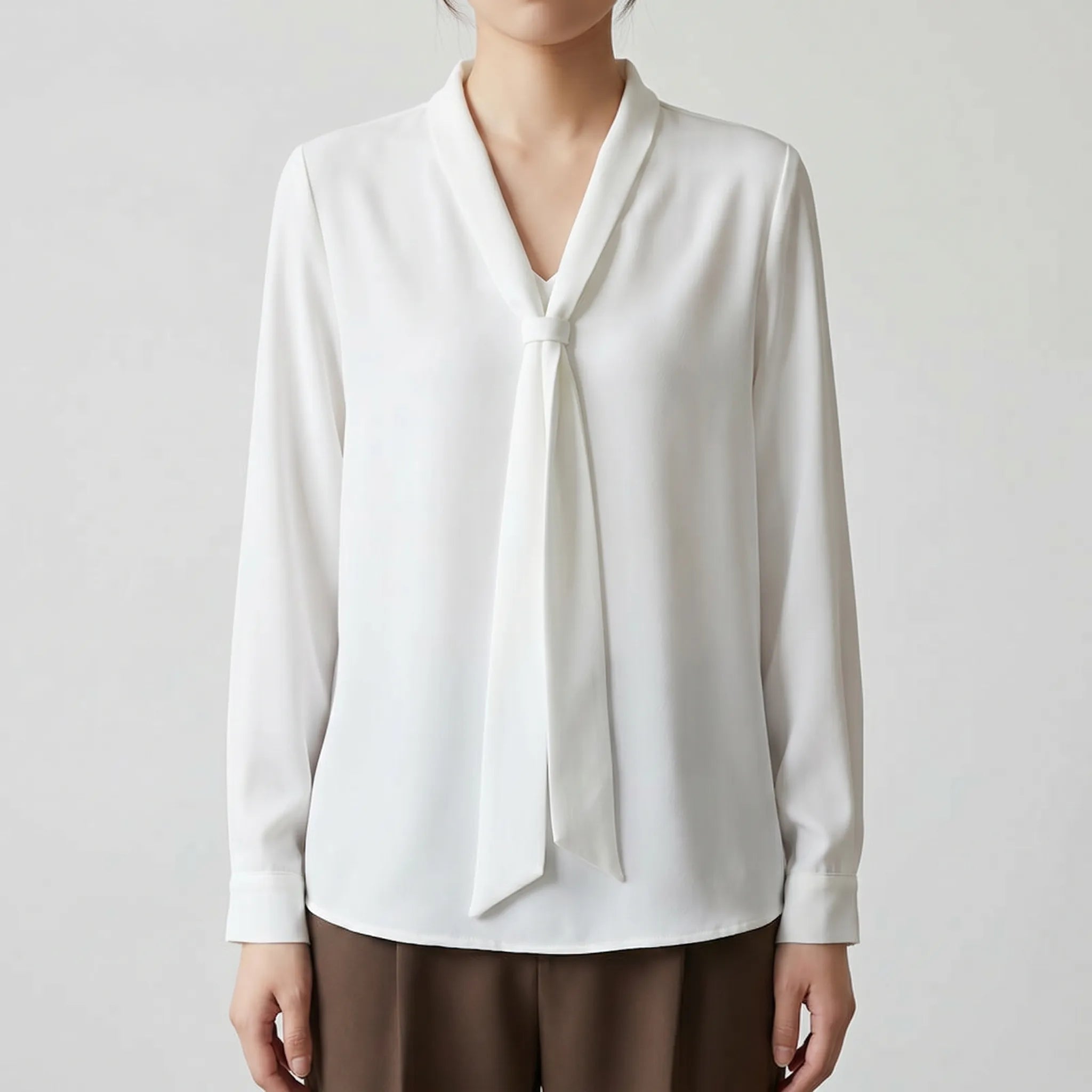 Novara™ -  Long Sleeve Tie Neck Blouse -  Office Wear