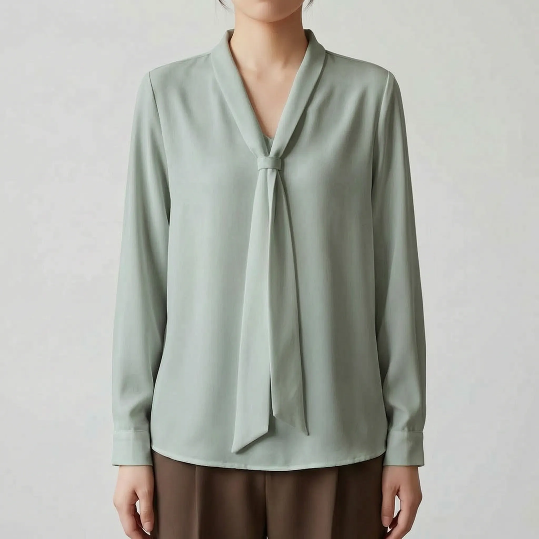 Novara™ -  Long Sleeve Tie Neck Blouse -  Office Wear