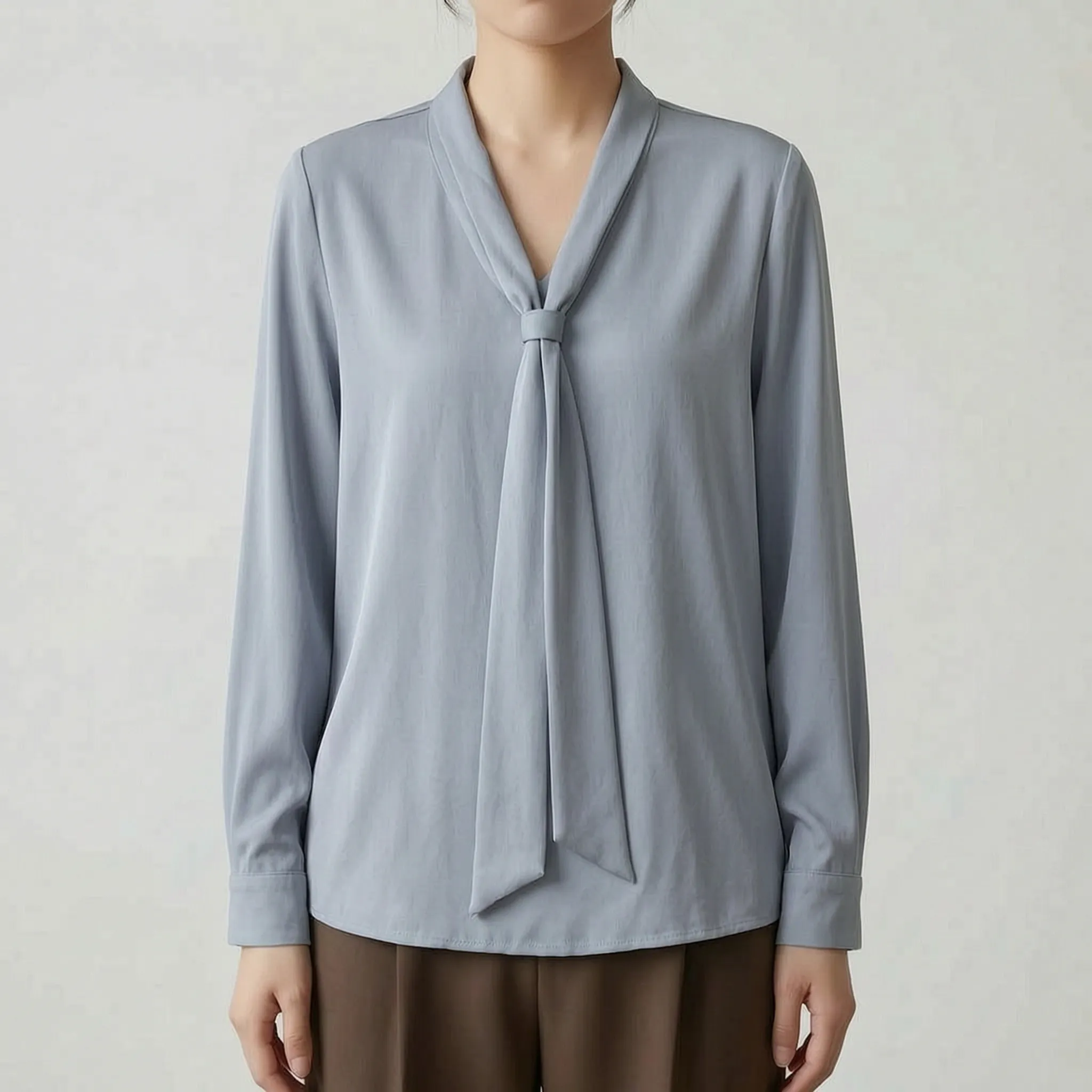 Novara™ -  Long Sleeve Tie Neck Blouse -  Office Wear