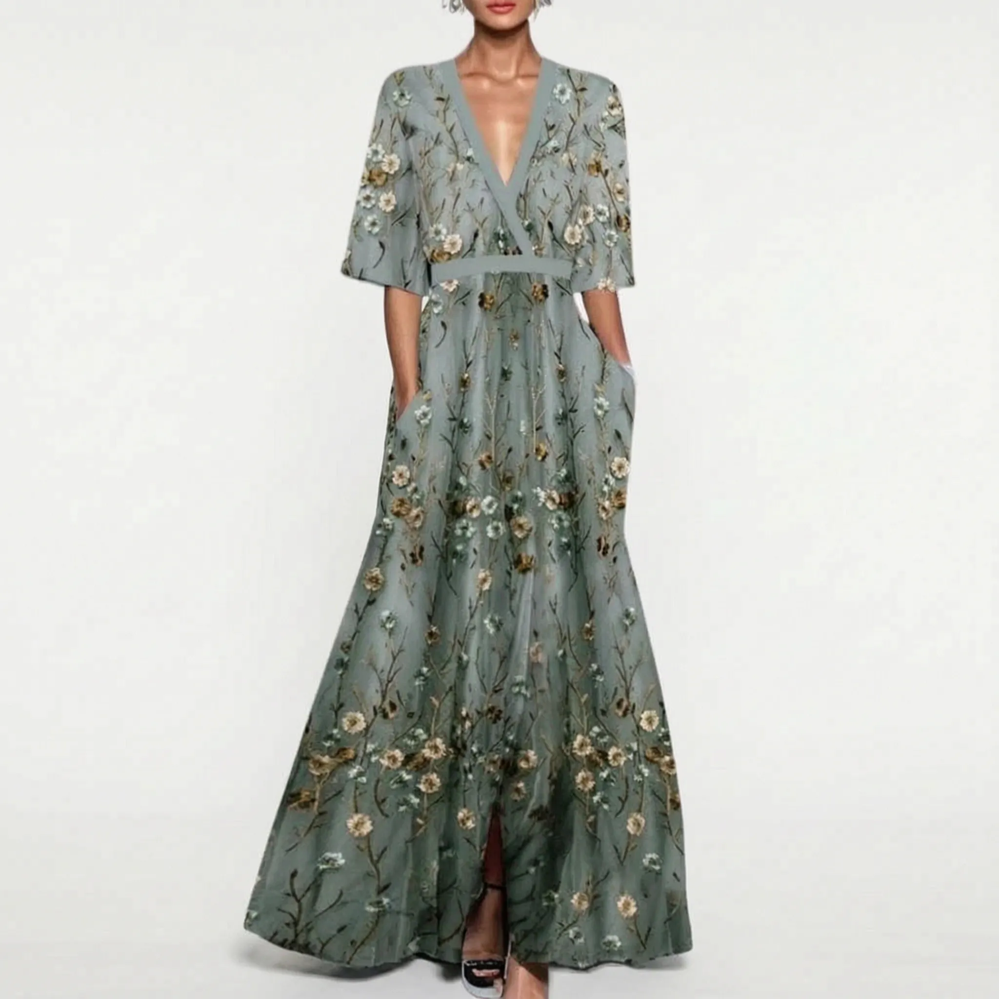 Novette™ -  V-Neck Maxi Dress -  Evening Events