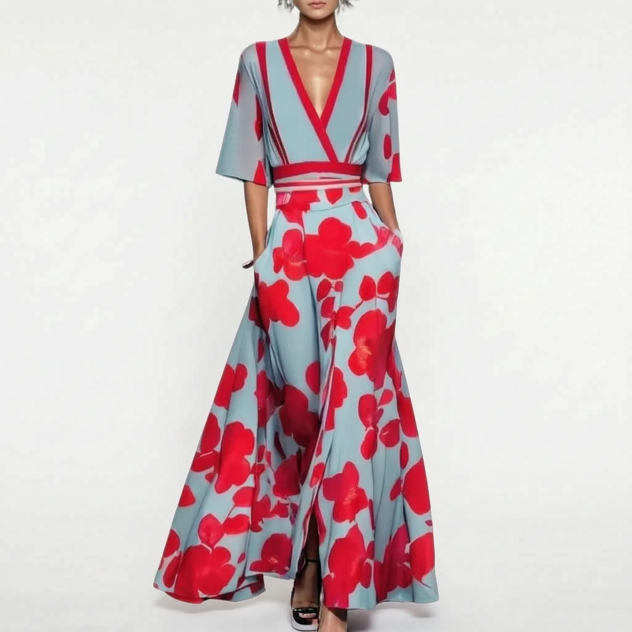Novette™ -  V-Neck Maxi Dress -  Evening Events