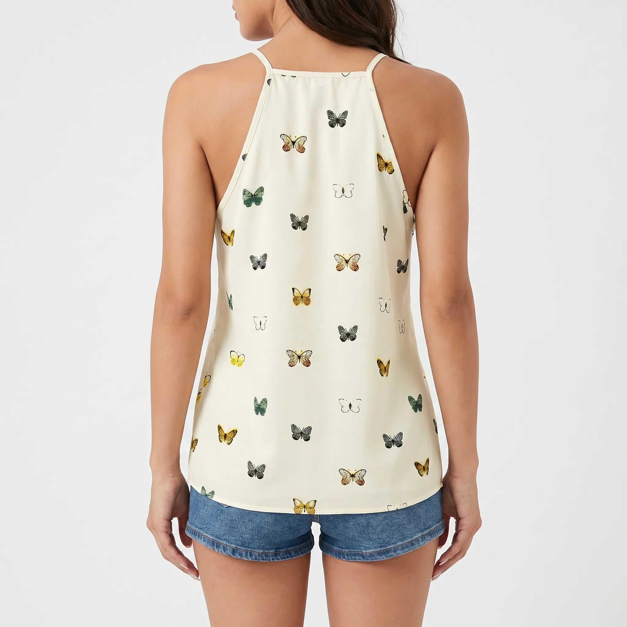 Nymphis™ -  Sleeveless Butterfly Print Blouse -  Warm Weather Styling