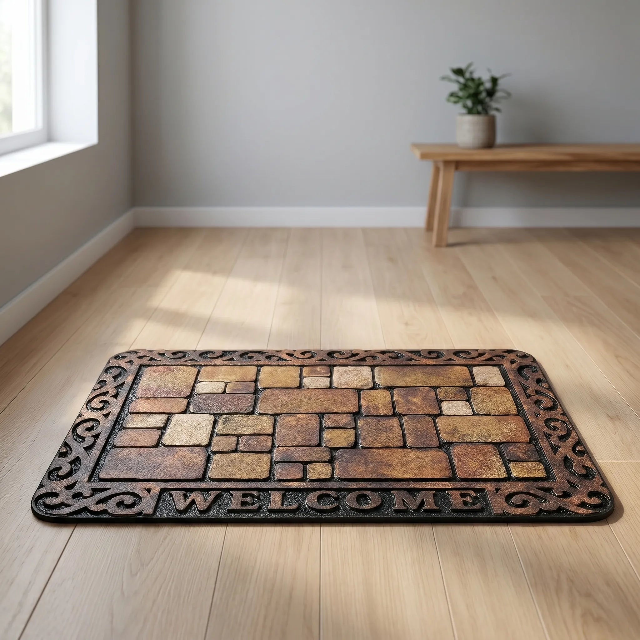 Pebblia™ -  Decorative Indoor Welcome Mat -  Managing Entryway Dirt