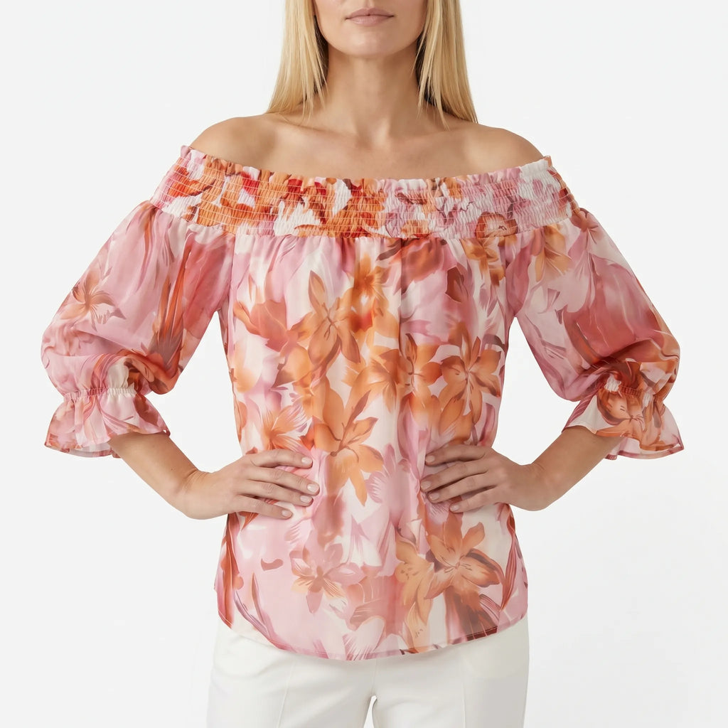 Petalyn™ -  Off-The-Shoulder Floral Blouse -  Weekend Brunching