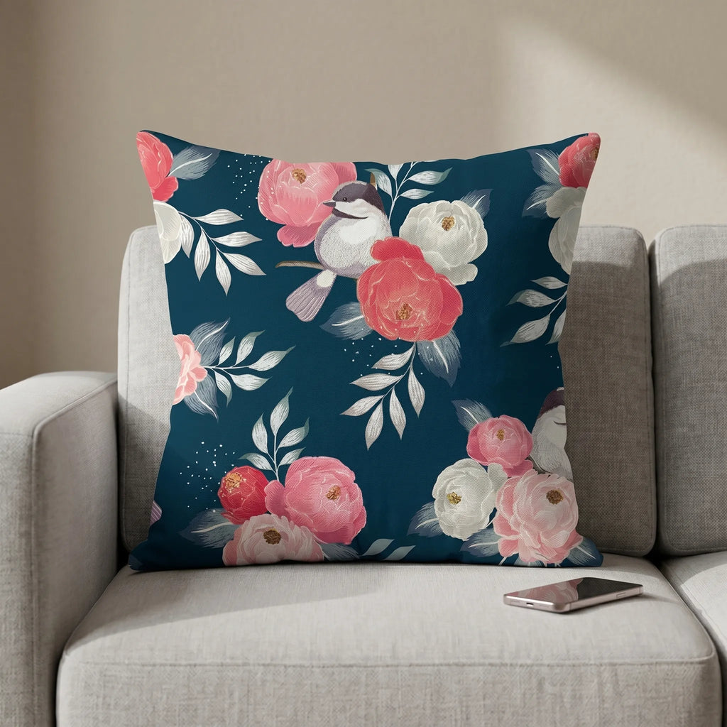 Pinnara™ -  Square Dark Floral Decorative Cushion -  Styling Living Spaces