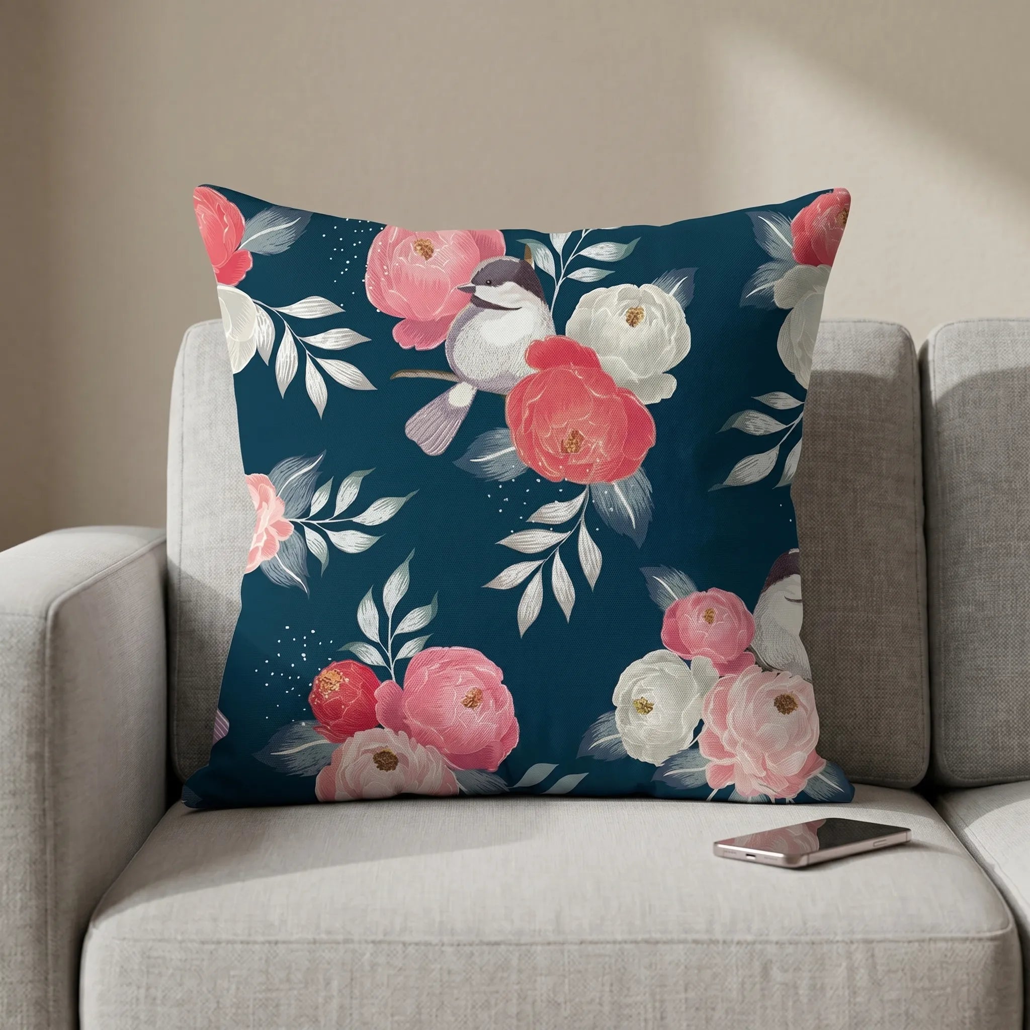 Pinnara™ -  Square Dark Floral Decorative Cushion -  Styling Living Spaces