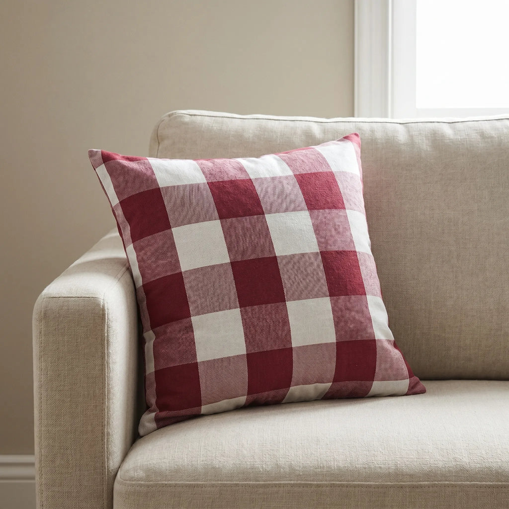 Plaidora™ -  Square Checkered Throw Cushion -  Sofa Backrest Support