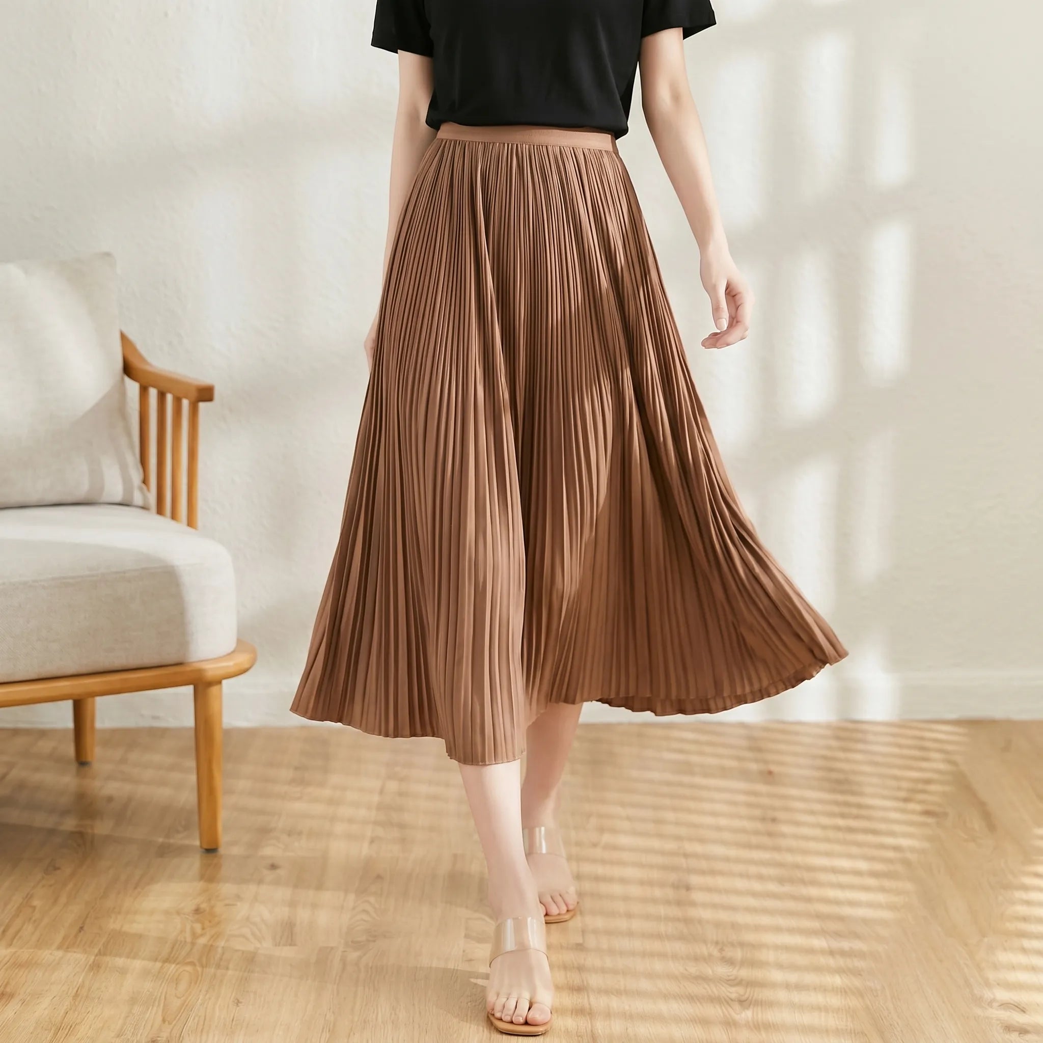 Pliata™ -  Pleated Midi Skirt -  Office Wear