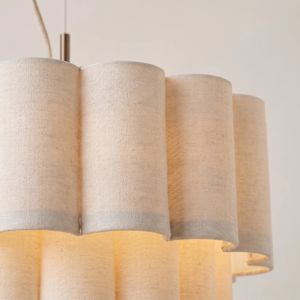 Plisseo™ -  Scalloped Fabric Pendant Light -  Diffusing Overhead Glare