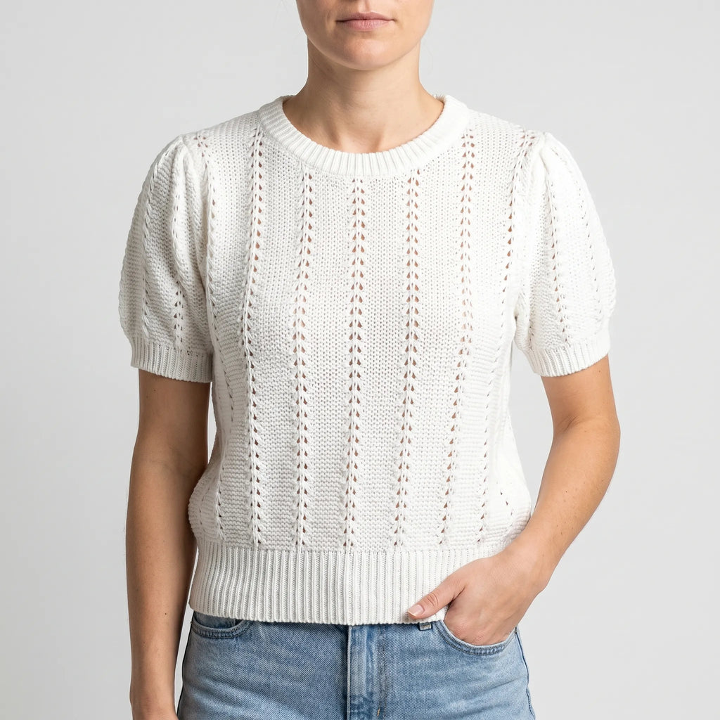 Purlina™ -  Short Sleeve Knit Top -  Everyday Layering