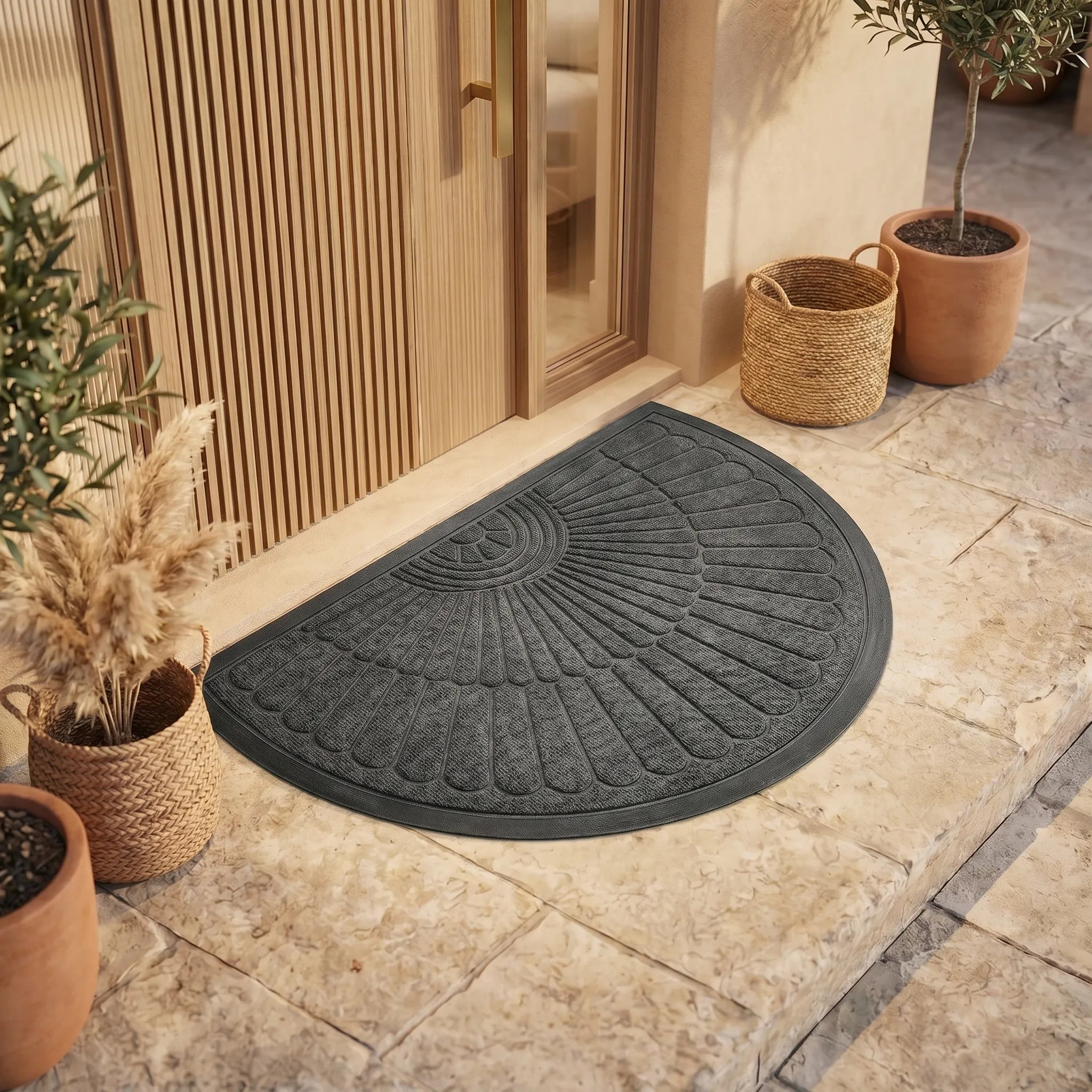 Radiamat™ -  Semi-Circular Textured Doormat -  Wiping Muddy Shoes