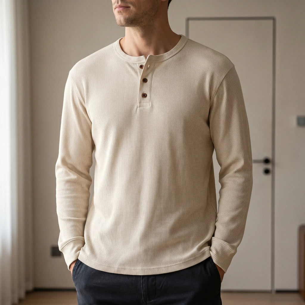 Ribston™ -  Long Sleeve Henley Shirt -  Casual Office Dressing