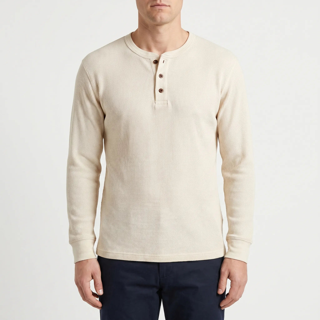 Ribston™ -  Long Sleeve Henley Shirt -  Casual Office Dressing