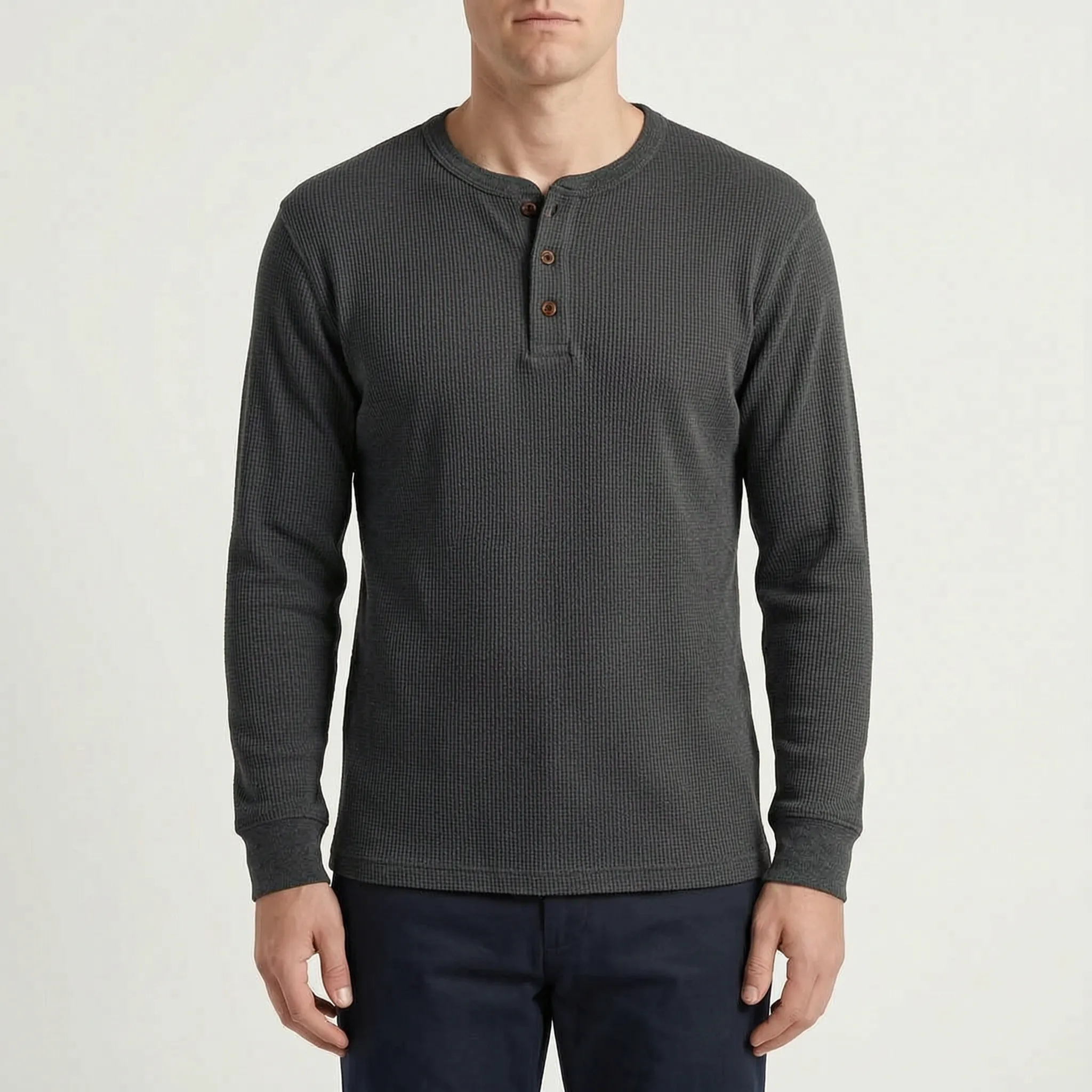 Ribston™ -  Long Sleeve Henley Shirt -  Casual Office Dressing