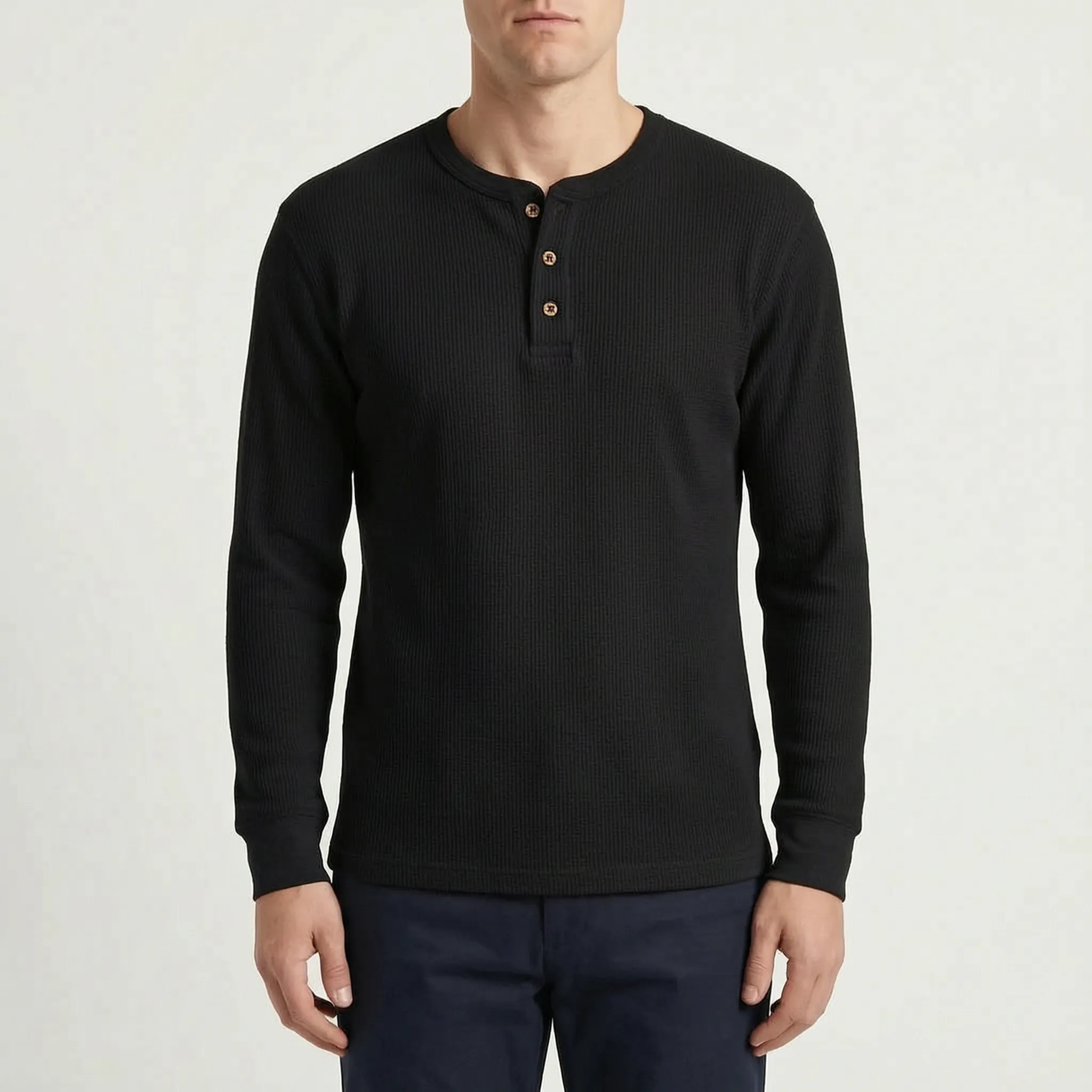 Ribston™ -  Long Sleeve Henley Shirt -  Casual Office Dressing