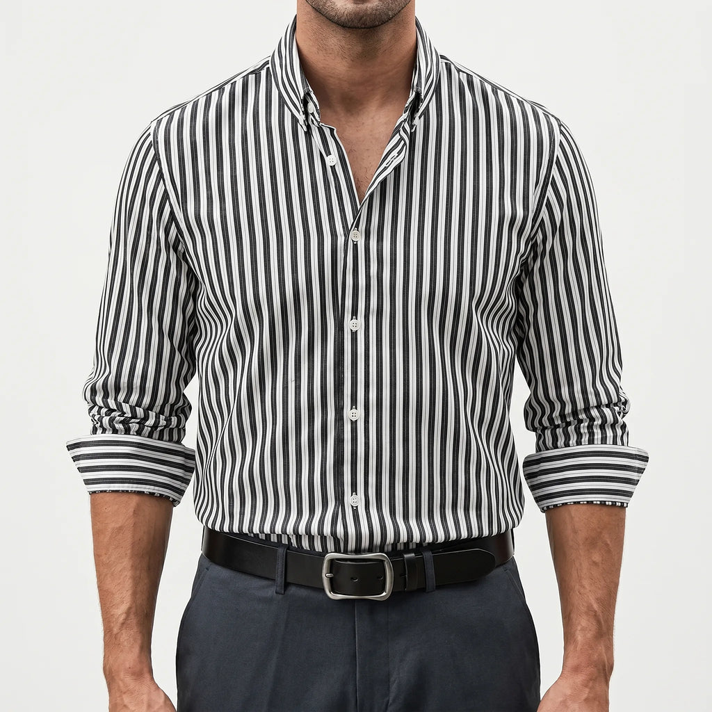 Rovik™ -  Men's Striped Long Sleeve Shirt -  Office Wear
