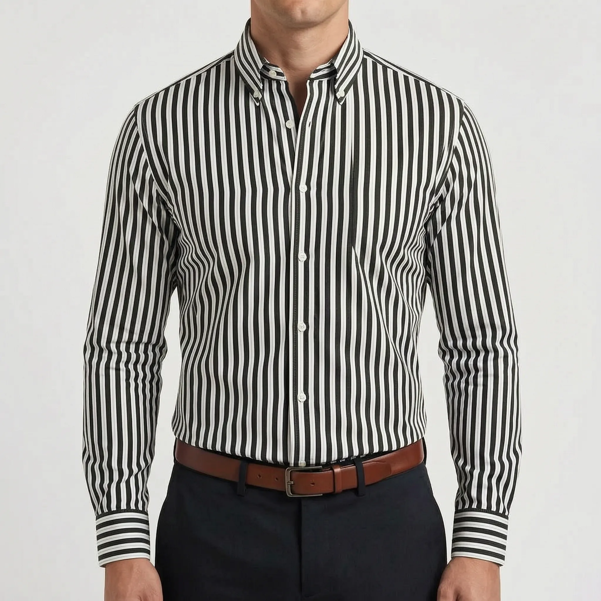 Rovik™ -  Men's Striped Long Sleeve Shirt -  Office Wear