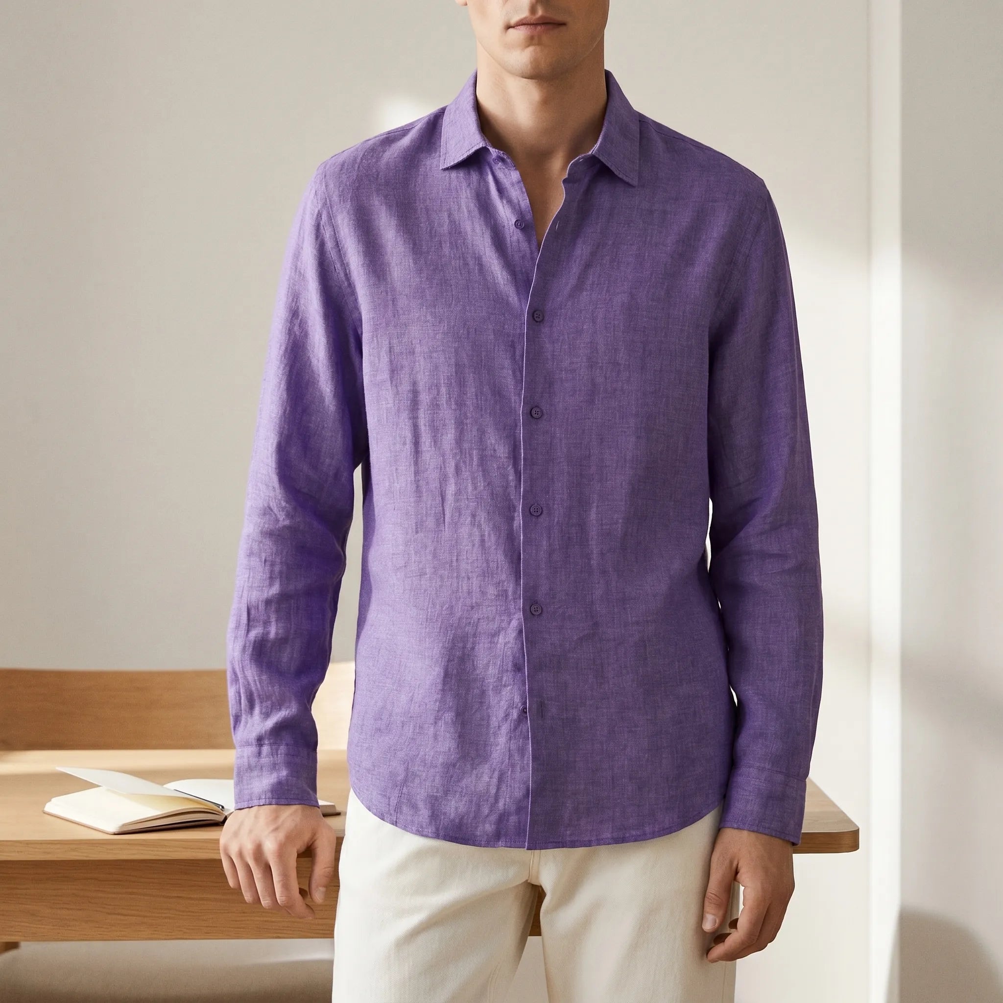 Sartorix™ -  Men's Textured Long-Sleeve Shirt -  Smart-Casual Office Days