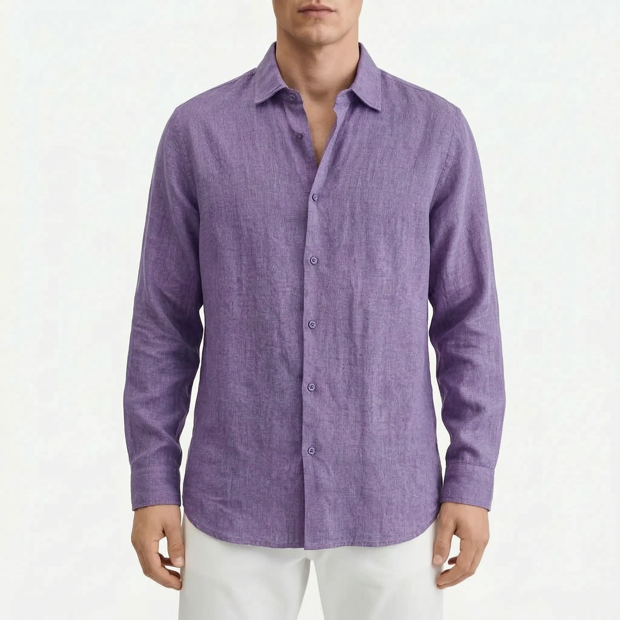 Sartorix™ -  Men's Textured Long-Sleeve Shirt -  Smart-Casual Office Days