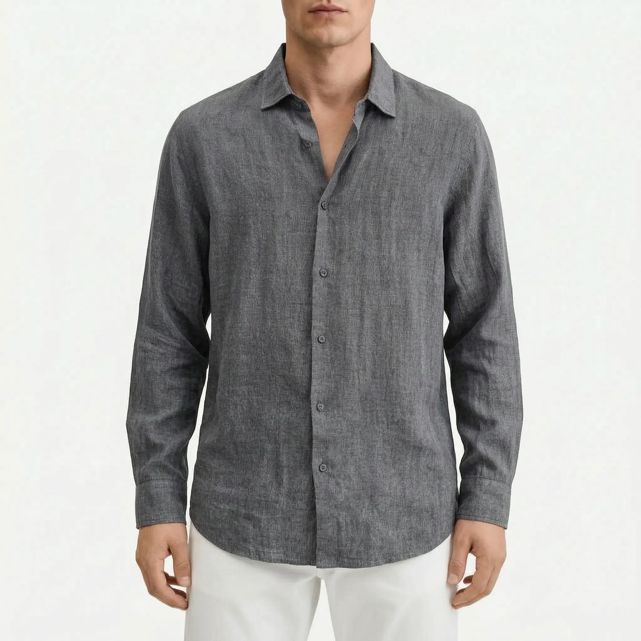 Sartorix™ -  Men's Textured Long-Sleeve Shirt -  Smart-Casual Office Days