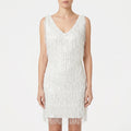 Shimmera™ -  Sleeveless Fringed Mini Dress -  Evening Parties