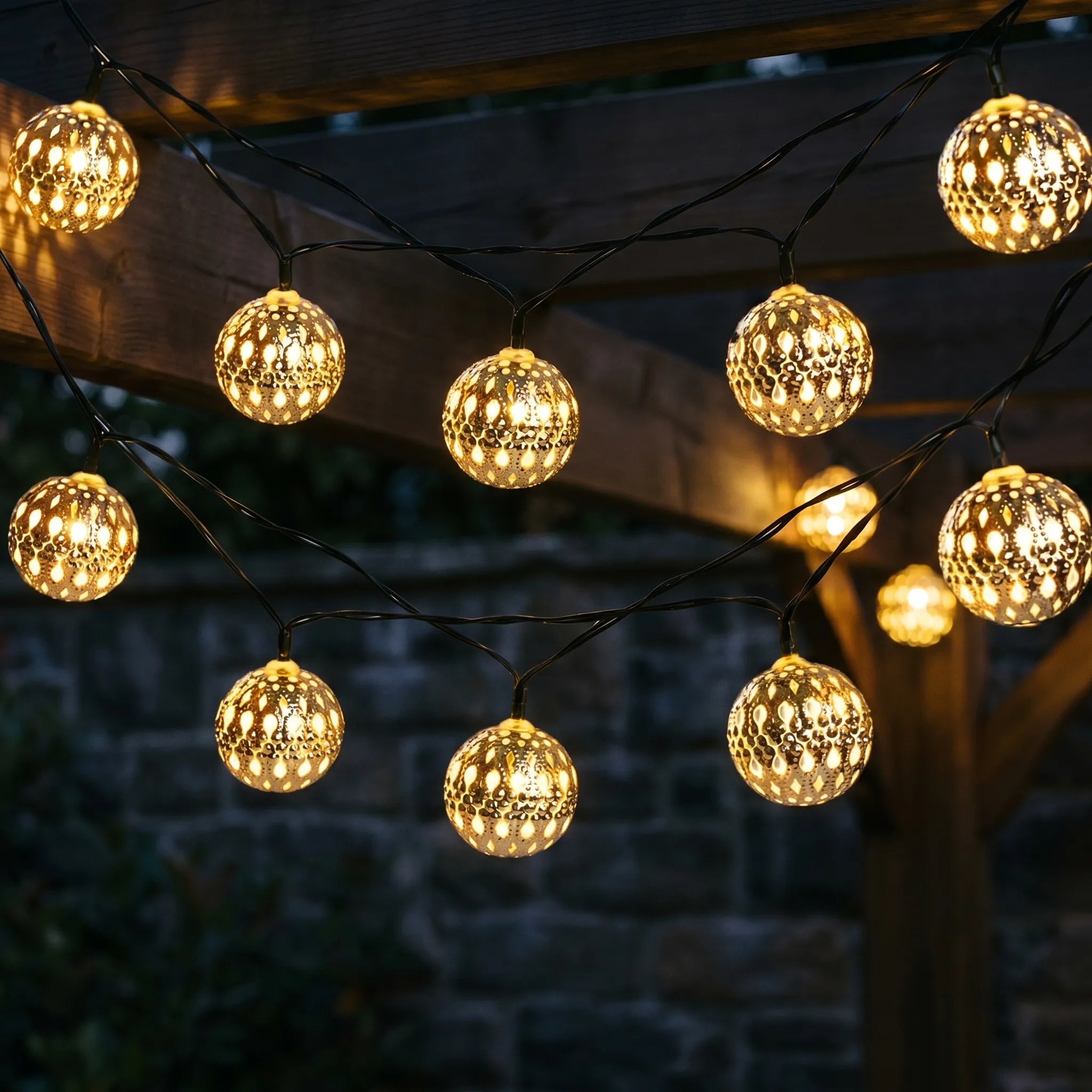 Solareve™ -  Moroccan Style String Lights -  Hanging On Fences