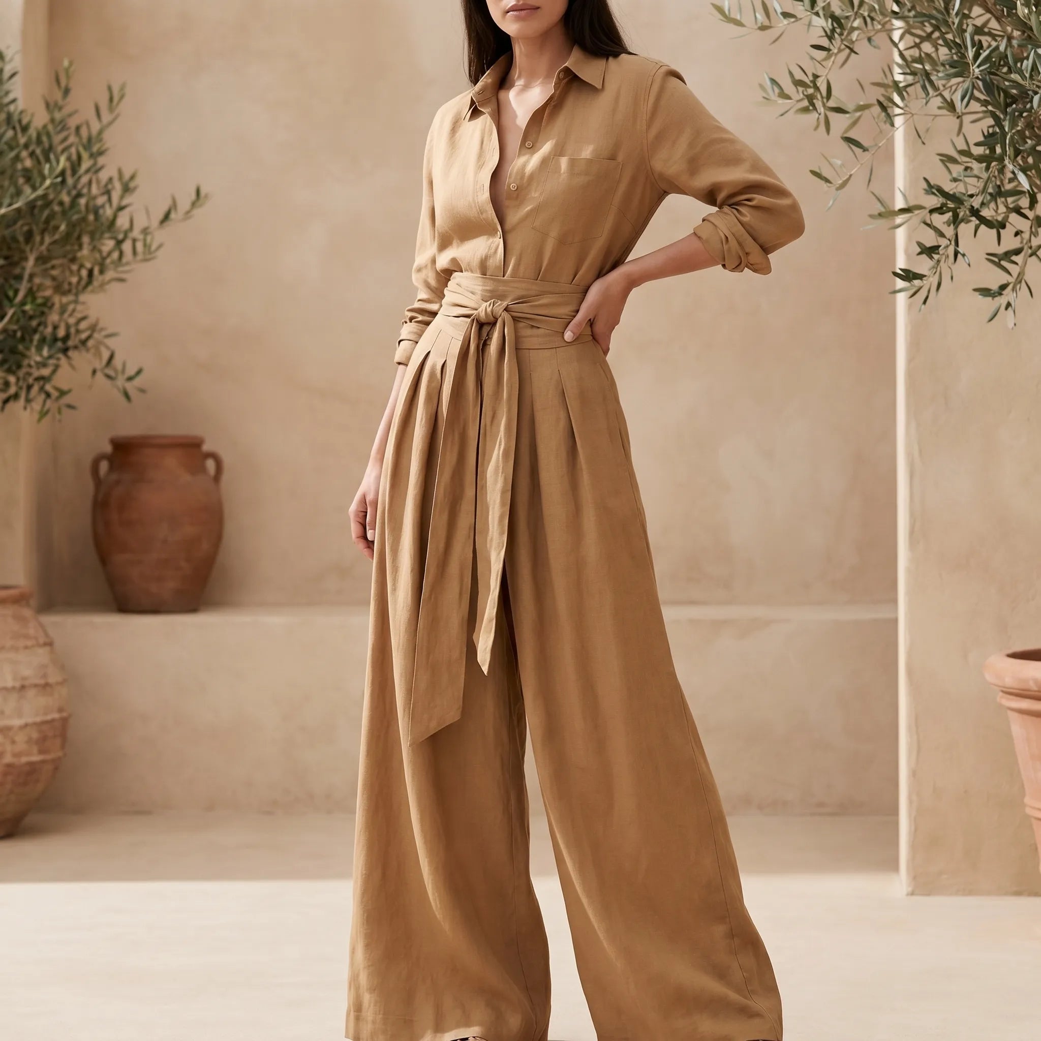 Solenna™ -  Wide-Leg Trouser Co-Ord Set -  Effortless Daytime Styling