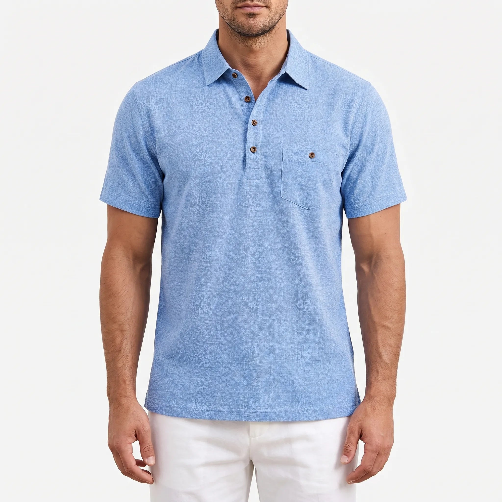 Solier™ -  Men's Short Sleeve Collared Shirt -  Weekend Coastal Trips