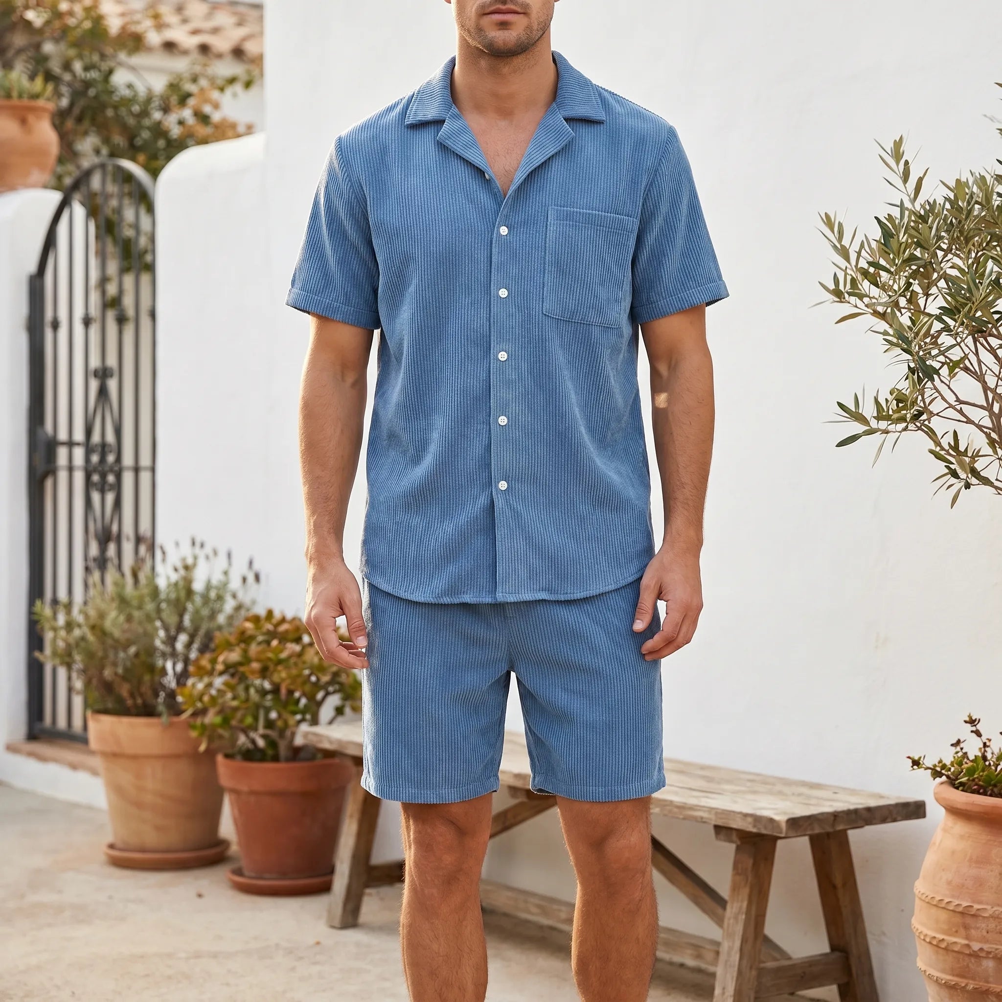 Solvay™ -  Men's Textured Summer Set -  Casual Daytime Wear