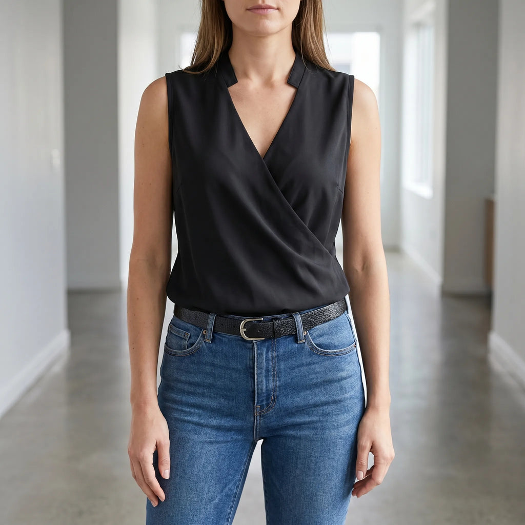 Somnis™ -  Sleeveless Wrap Style Blouse -  Layering Under Blazers