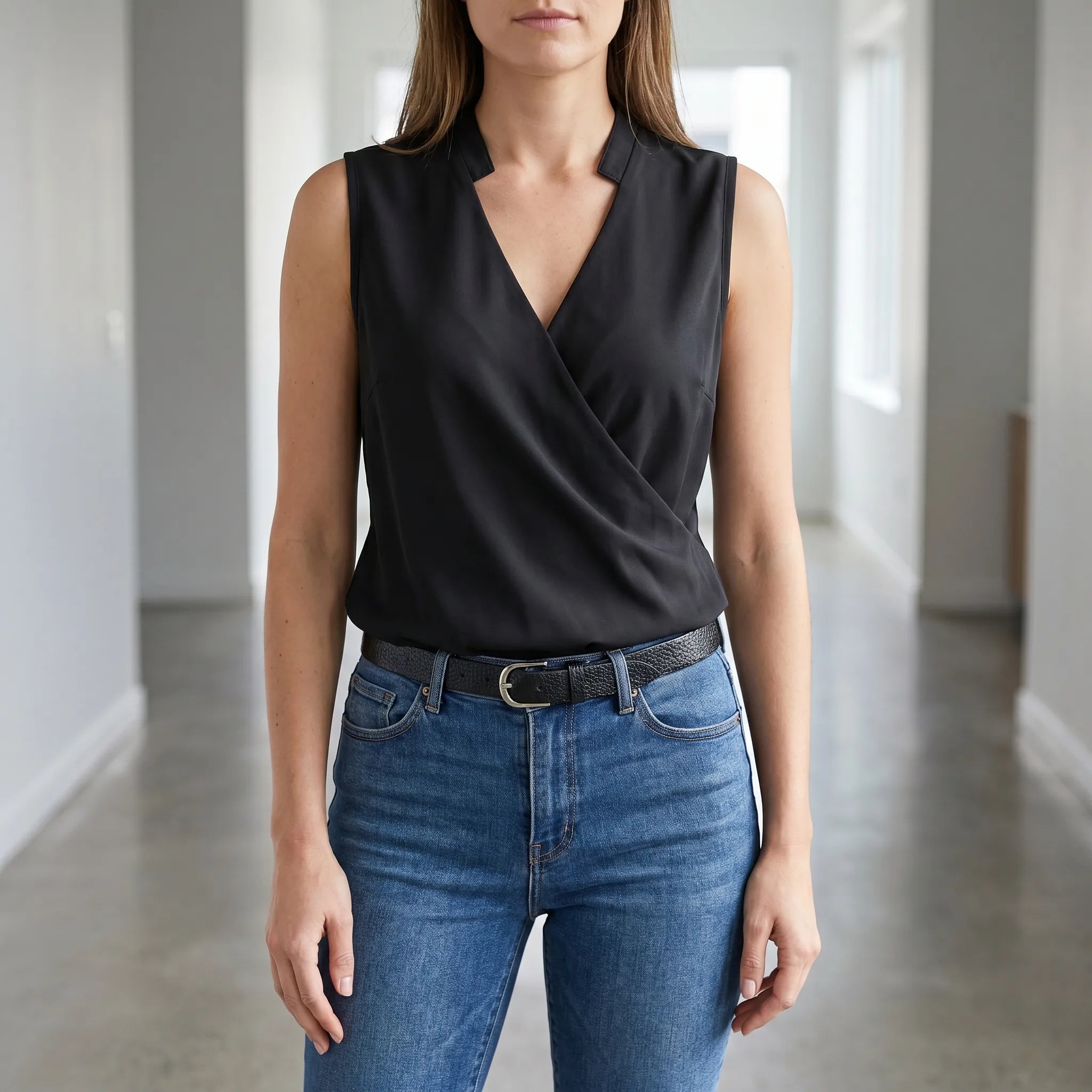 Somnis™ -  Sleeveless Wrap Style Blouse -  Layering Under Blazers