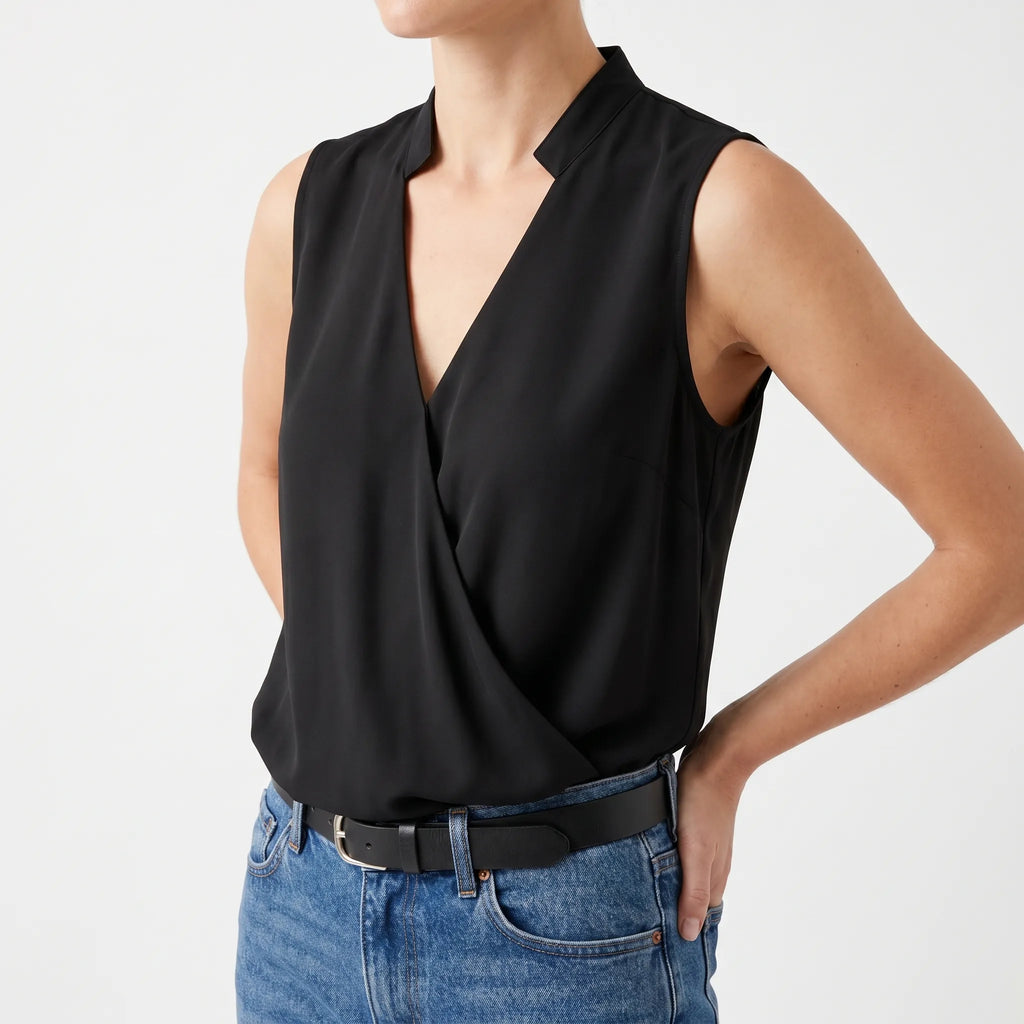 Somnis™ -  Sleeveless Wrap Style Blouse -  Layering Under Blazers