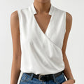 Somnis™ -  Sleeveless Wrap Style Blouse -  Layering Under Blazers