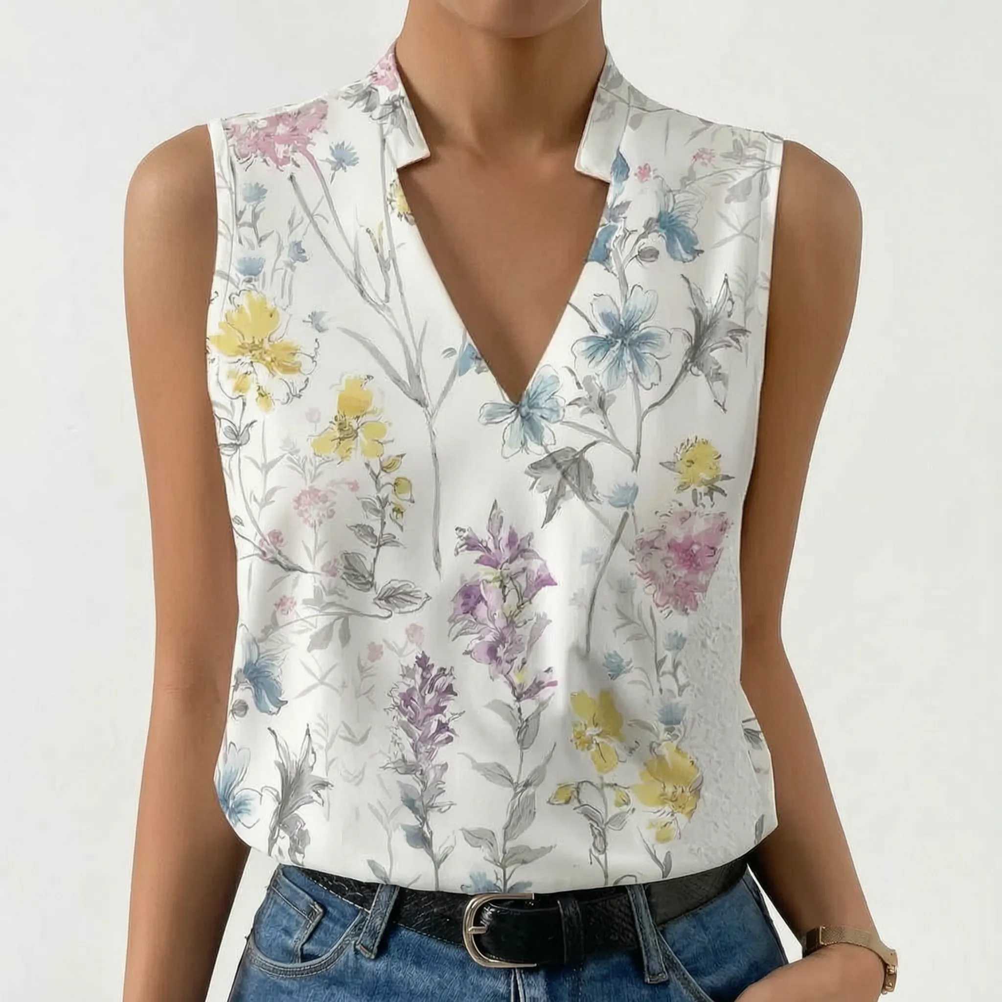 Somnis™ -  Sleeveless Wrap Style Blouse -  Layering Under Blazers