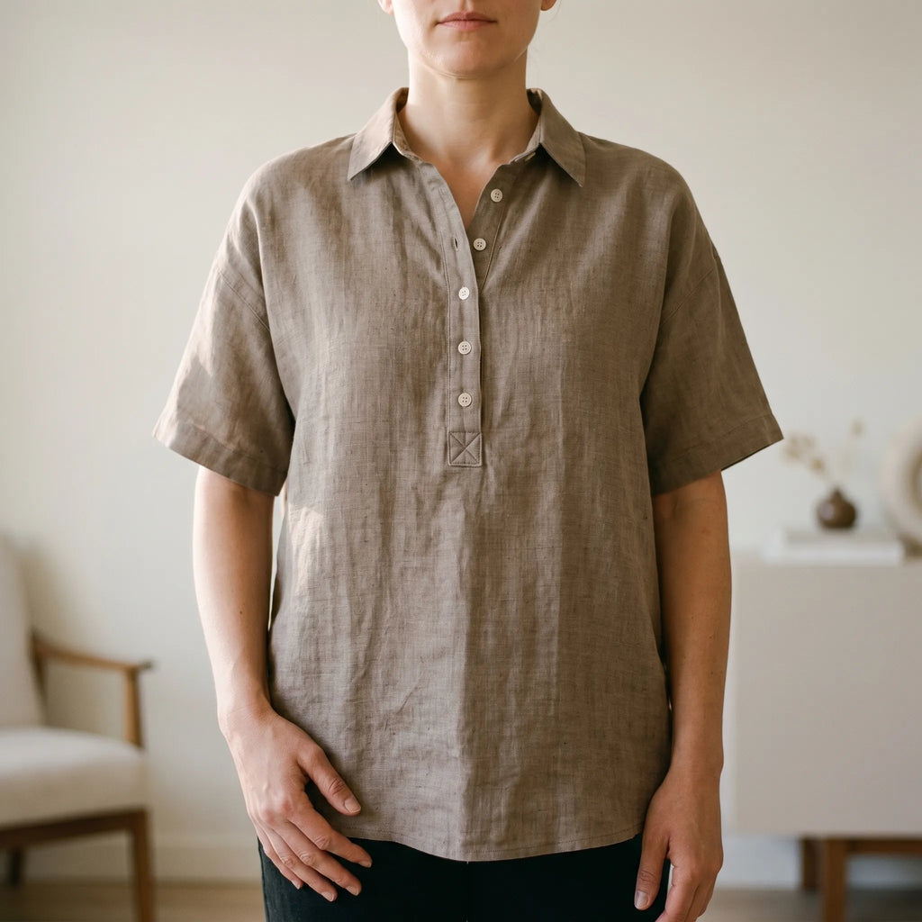 Soris™ -  Relaxed Fit Collared Blouse -  Smart-Casual Dressing
