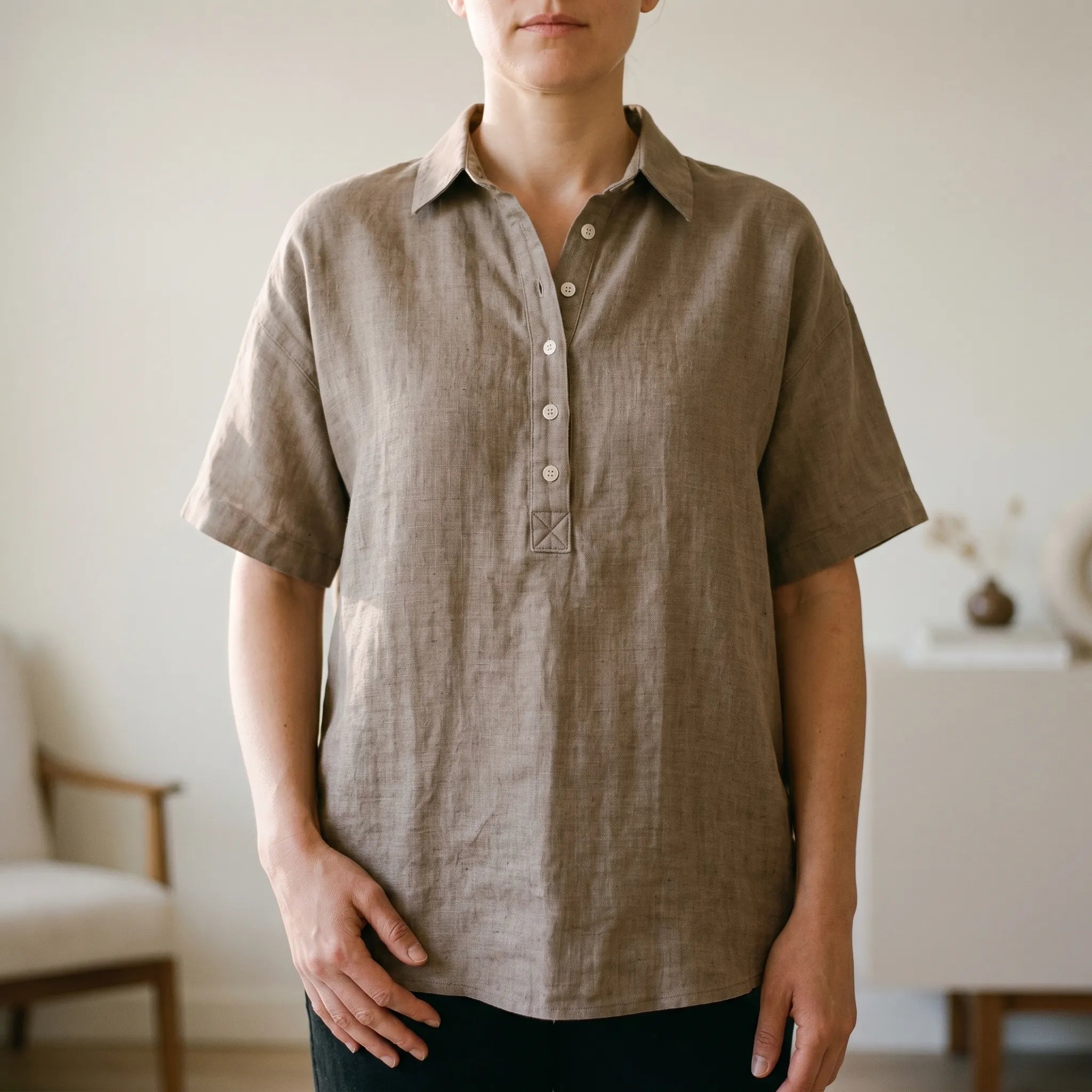 Soris™ -  Relaxed Fit Collared Blouse -  Smart-Casual Dressing