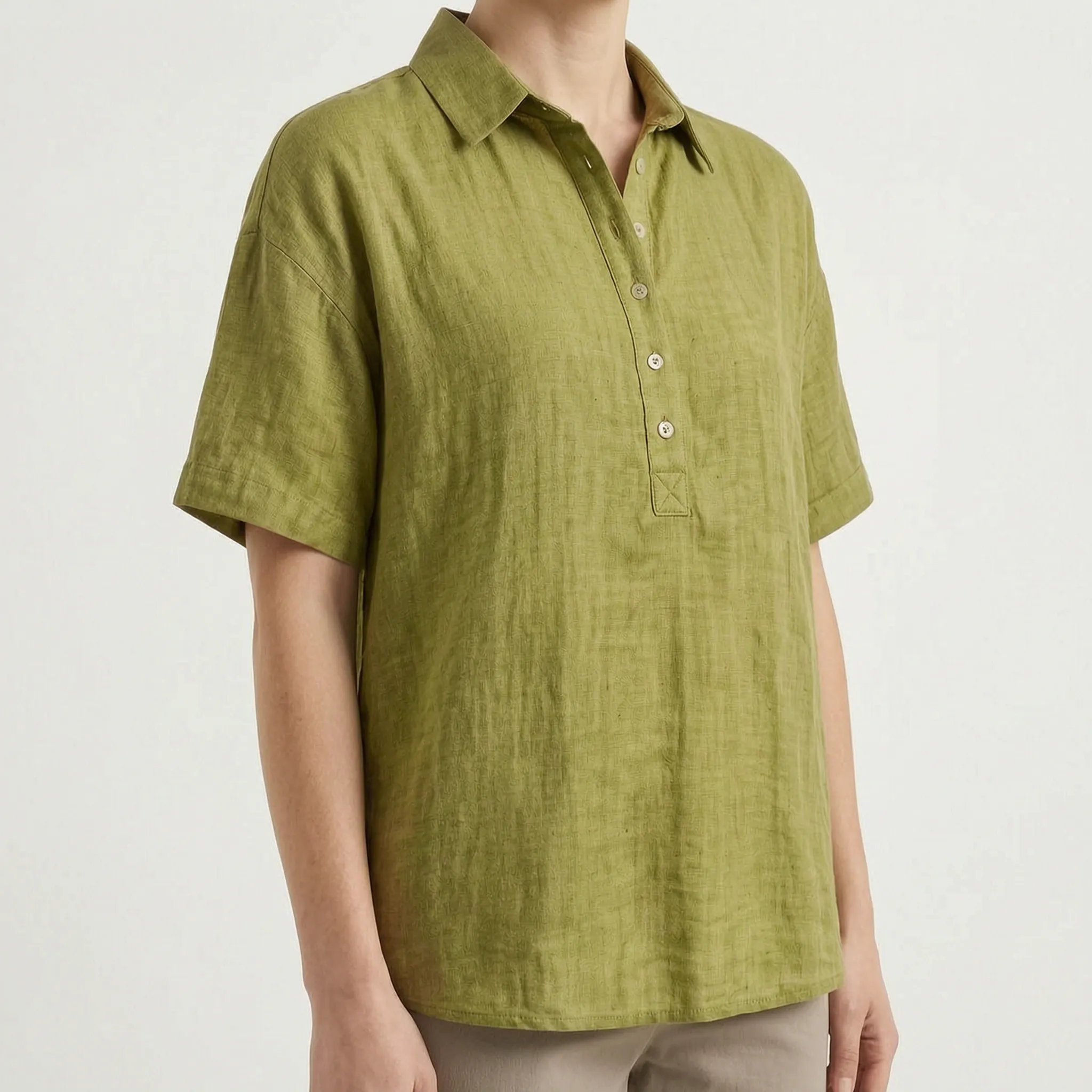 Soris™ -  Relaxed Fit Collared Blouse -  Smart-Casual Dressing