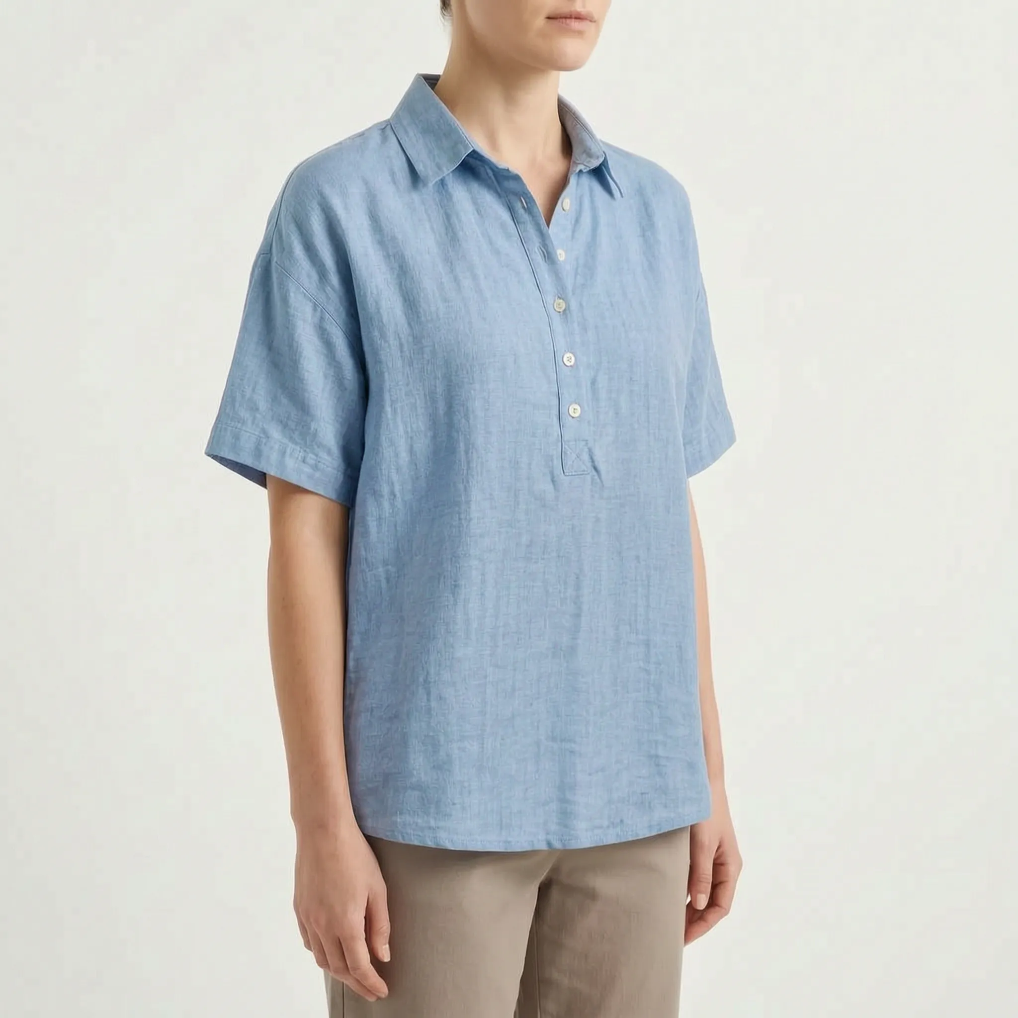 Soris™ -  Relaxed Fit Collared Blouse -  Smart-Casual Dressing