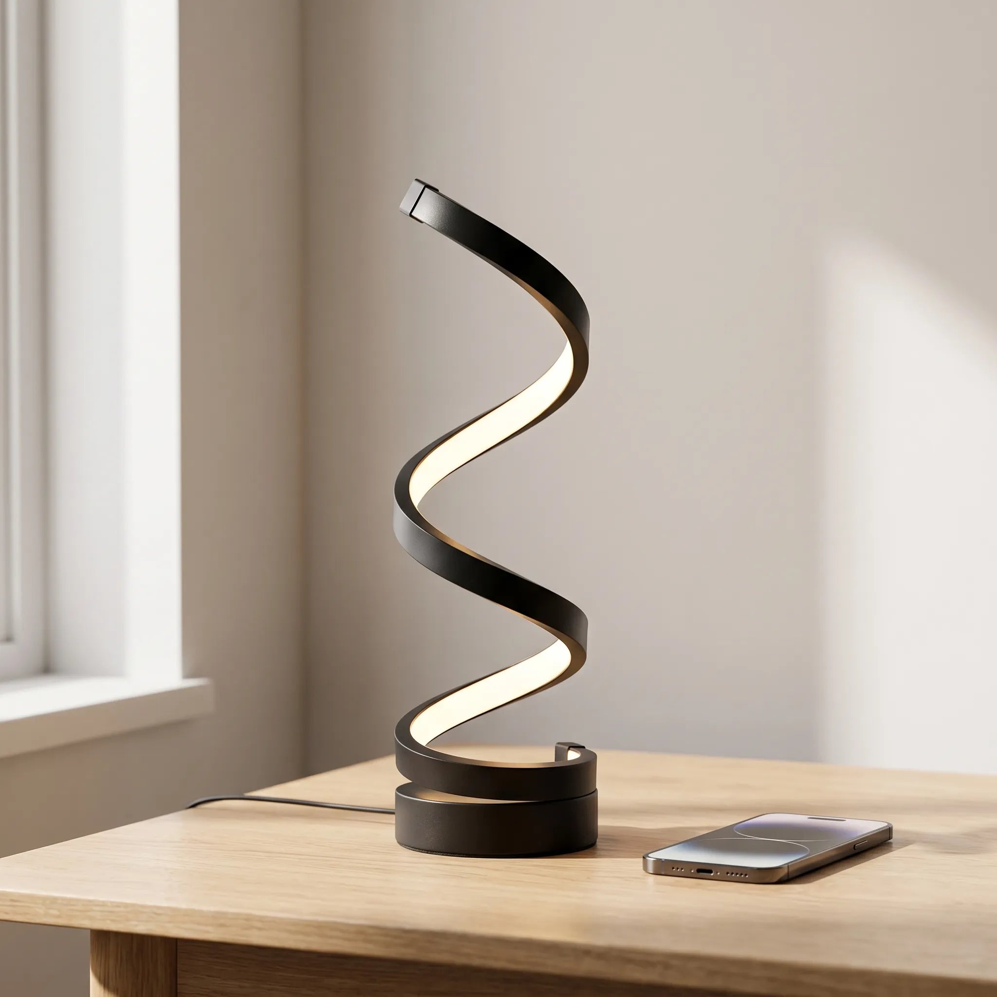 Spiralyx™ -  Modern Spiral Desk Lamp -  Adding Ambient Lighting