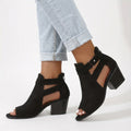 Stepchic™ -  Peep-Toe Block Heel Sandals -  Adding Subtle Height