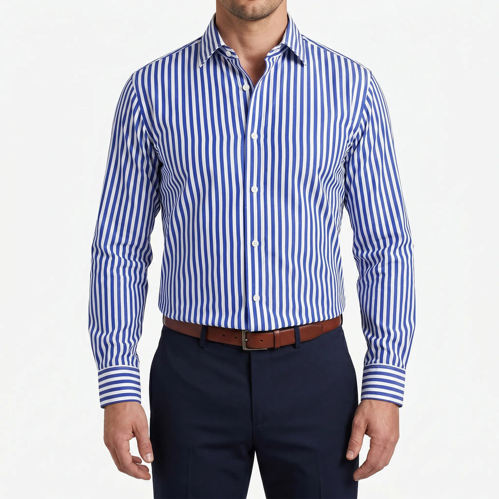 Striad™ -  Men's Striped Long Sleeve Shirt -  Office Wear