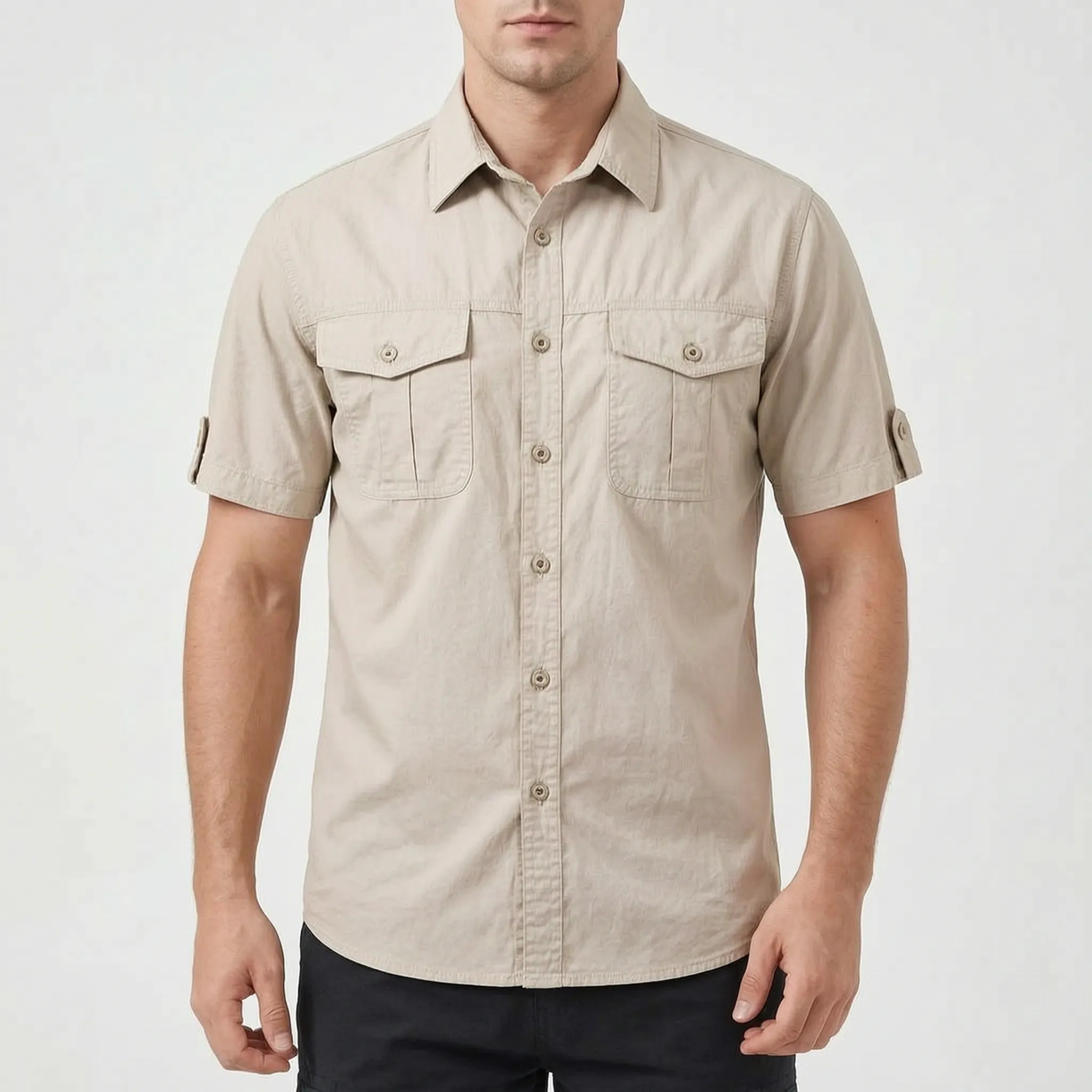Stridon™ -  Men's Short Sleeve Cargo Shirt -  Casual Weekend Wear