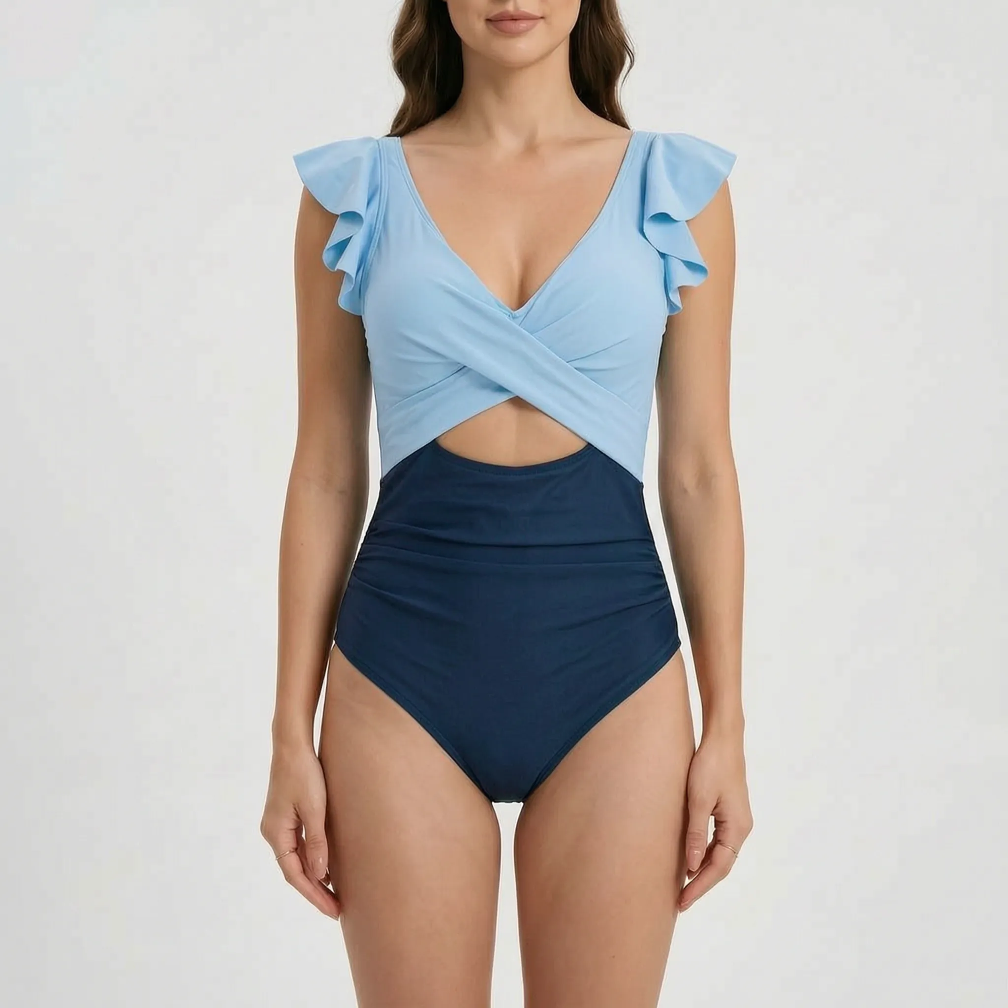 Sunvira™ -  Ruffled One-Piece Swimsuit -  Lounging By The Pool