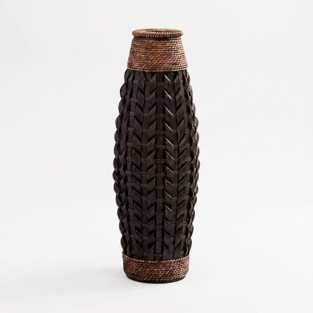 Sylvica™ -  Tall Woven Floor Vase -  Displaying Dried Flowers