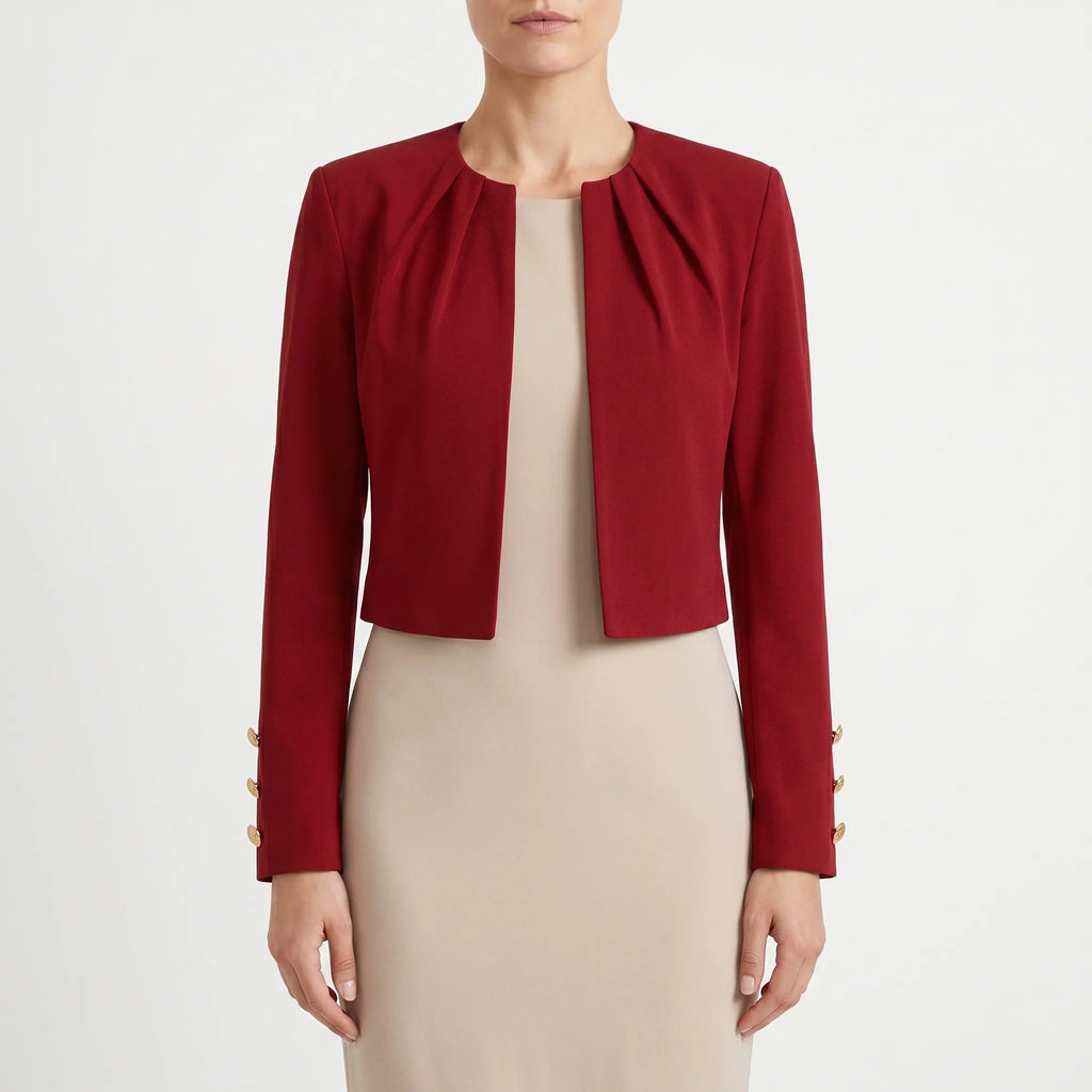 Tailoris™ -  Cropped Open Front Blazer -  Office Layering