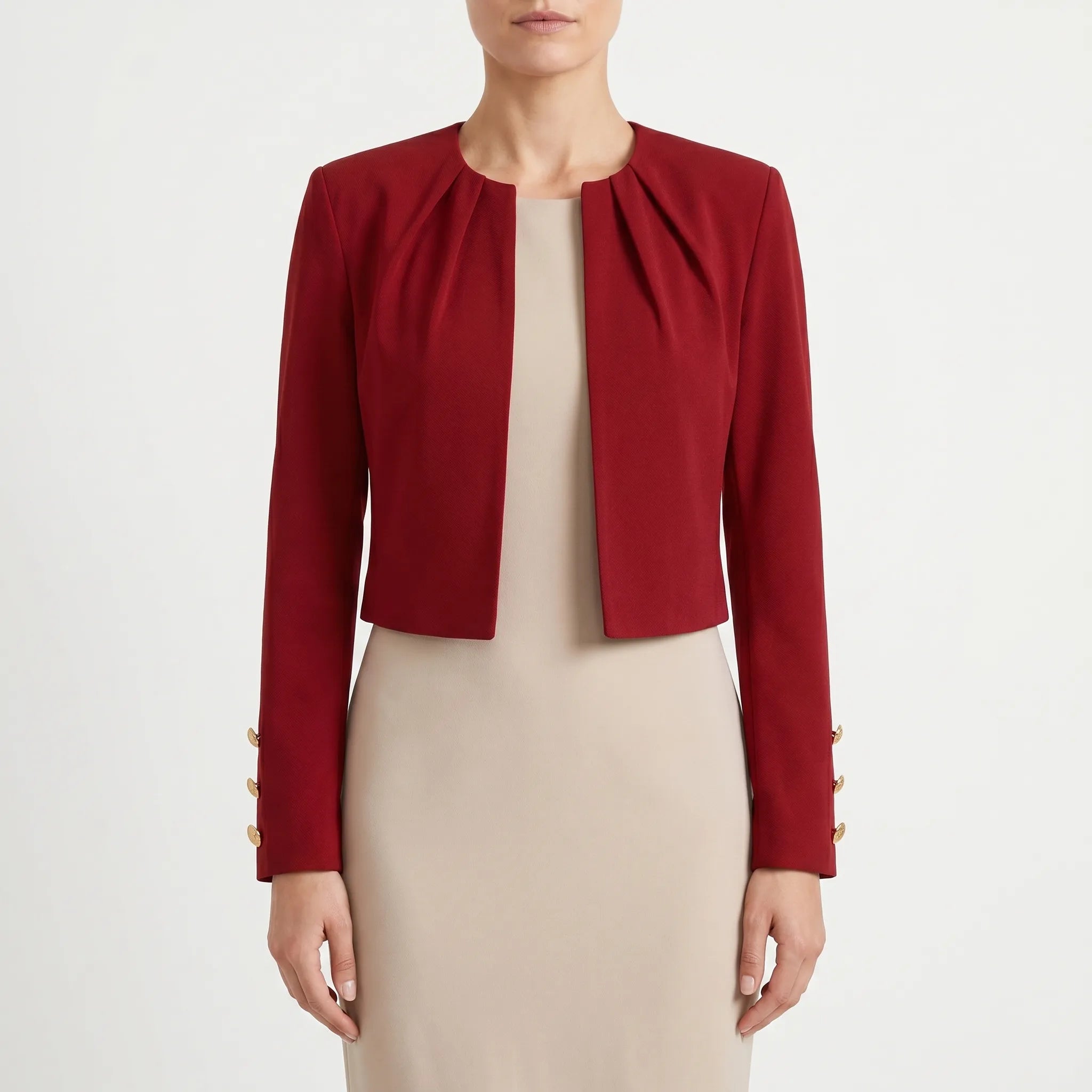 Tailoris™ -  Cropped Open Front Blazer -  Office Layering